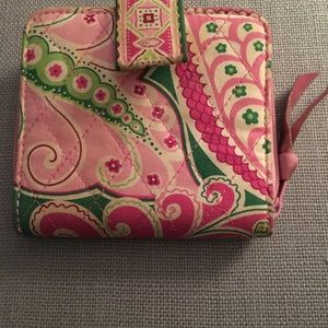Vera Bradley small wallet in pink, greens.